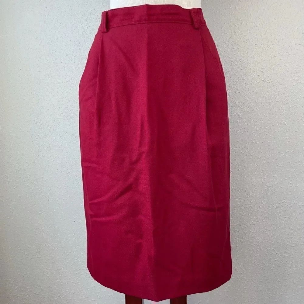 NWT Miss Pendleton Red Wool Midi Skirt Size 10